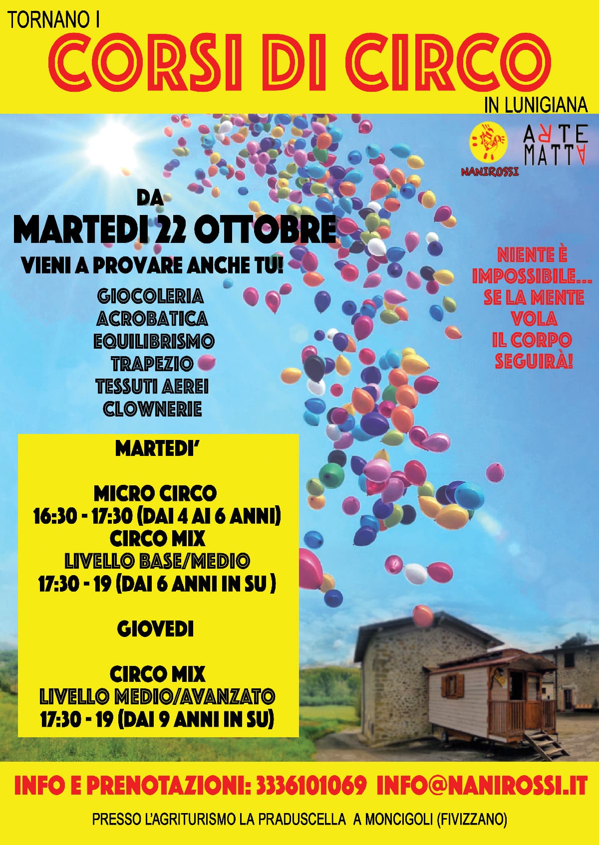 corsi di circo artematta 2019